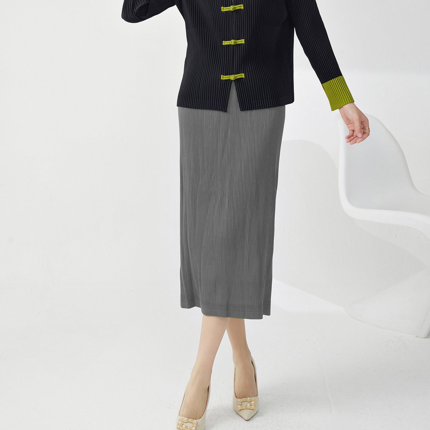 hip skirt skirt, high-end fashion elastic waist split fork loose temperament versatile one-step skirt