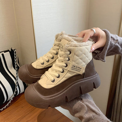 popular winter velvet little white shoes new Korean version ins female students thick-soled heightening sports board shoes casual HY618