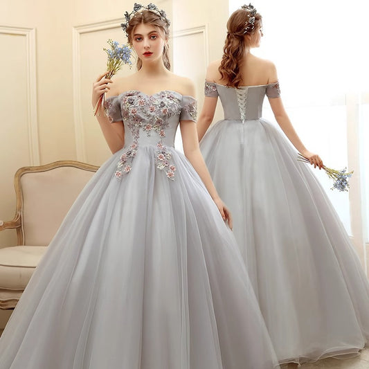 2025Color dress wedding dress new host performance student vocal solo art test clothing tutu skirt long evening dress women