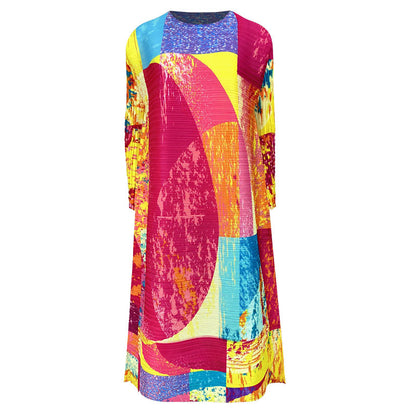 Miyake new dress loose and thin 2025 spring and autumn new temperament Muse personalized painted printed skirt