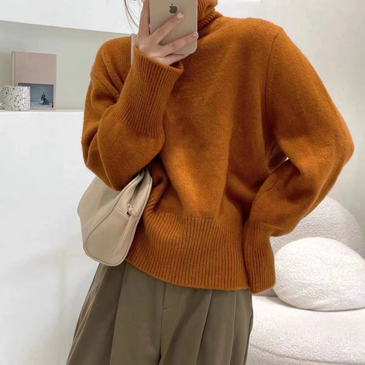 qgtao 2000s fashion 2024 Winter New Korean Style Lazy Style Elegant Knitwear Fashionable Western Style Turtleneck Women's Pullover Sweater