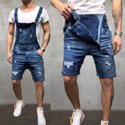 2025 2025 new denim overalls, ripped slim men's shorts, New exclusive for Popularan stations, new men's work pants