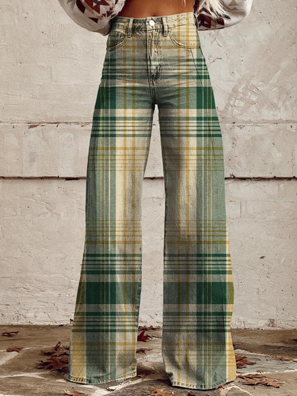 qgtao pants Rainbow Women's Wide-Leg Pants New Thermal Transfer plus Size Flared Pants Women's Trousers