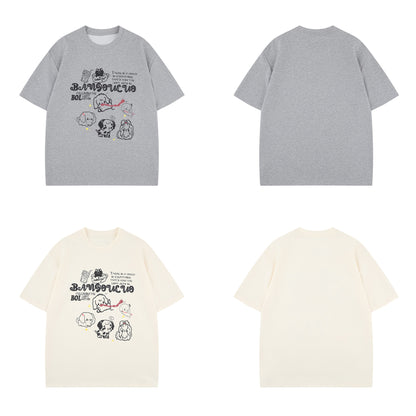 2025 1086 2025n Street 2025 Summer Neutral Premium Retro Cartoon Design Men's Loose Short Sleeve T-Shirt