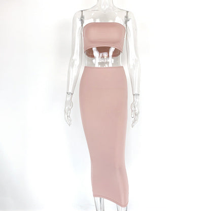 qgtao dress to impress outfits 2024 New Women's Sexy Chest-Wrapped Navel Two-Piece Street Tight Skirt Suit Summer