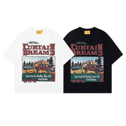 2025 WT391 2025n Street Tide 2025 Summer Couple Trend Painting Cartoon Pattern Design Men's Loose Short Sleeve T-Shirt