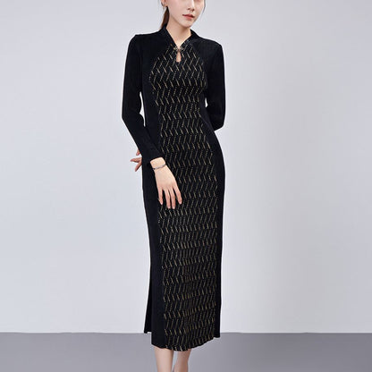 New Chinese cheongsam women's high-end sense improved version of mother's toasting clothes long-sleeved dress autumn women's long skirt
