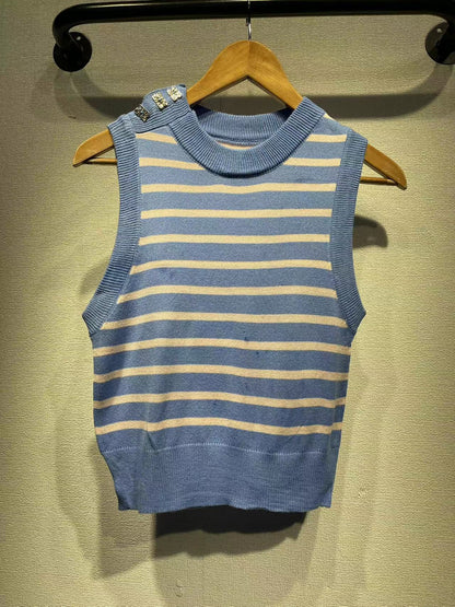 2025 Nordic GA autumn and winter new knitted vest wear striped cashmere blend round neck ribbed v-neck knitted vest