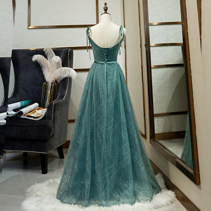 2025Bar Mitzvah Ball Suspender Evening Dress  New Simple Sexy Birthday Annual Meeting Host Banquet Dress Female