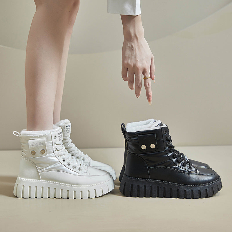 Fleece high-top snow boots for women's popular winter new student ins Korean version of thermal casual shoes cotton shoes ZY12297