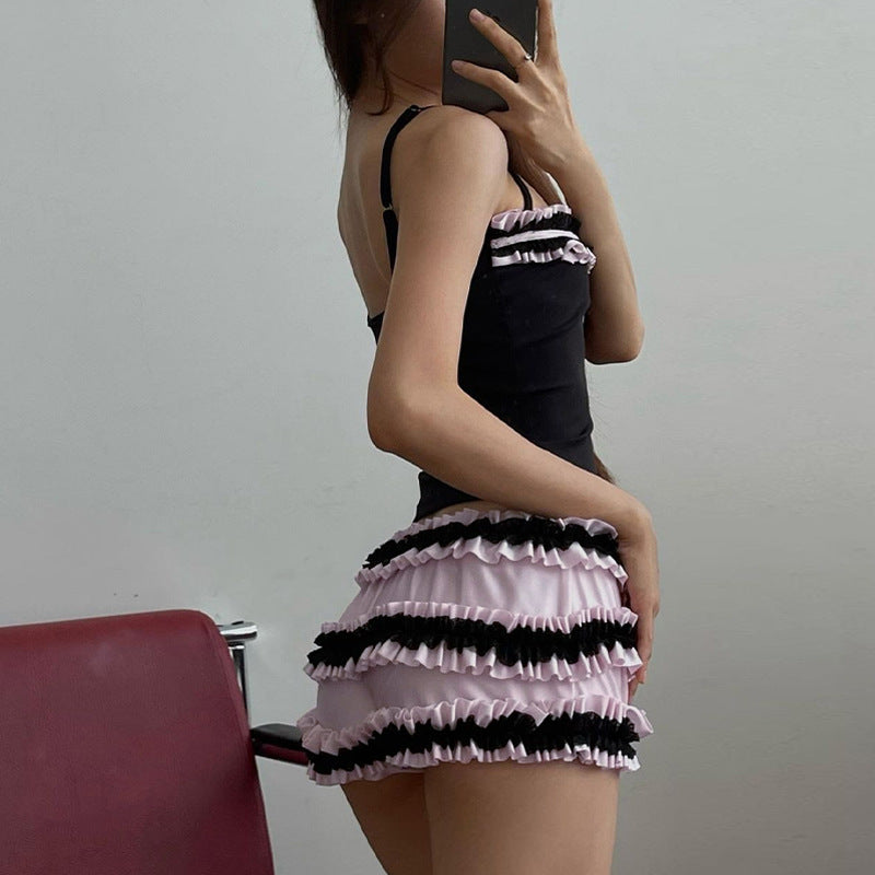 qgtao 2000s fashion Women's Clothing 2024 Summer New Fashion Lace Bow Lace-up Slim Strap Inner Shorts Suit Women