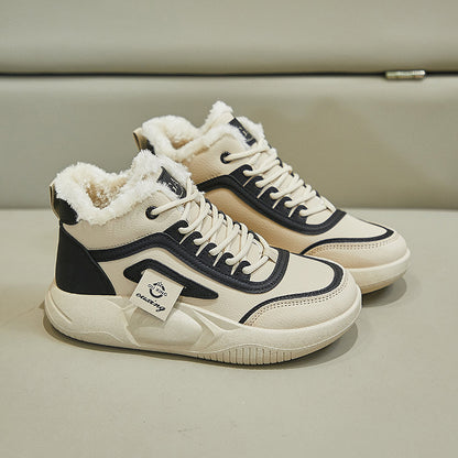 velvet high-top little white shoes for women's popular winter new student board shoes ins Korean version of warm casual cotton shoes Q250