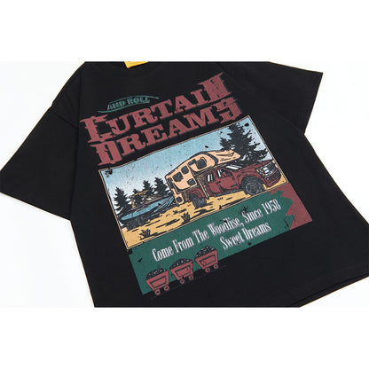 2025 WT391 2025n Street Tide 2025 Summer Couple Trend Painting Cartoon Pattern Design Men's Loose Short Sleeve T-Shirt