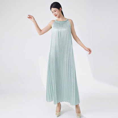 Neck dress women's high-end temperament sleeveless sexy vacation style elegant loose Popular style dress long dress