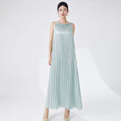 Neck dress women's high-end temperament sleeveless sexy vacation style elegant loose Popular style dress long dress