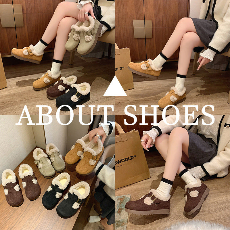 popular winter new Birkenstocks velvet ins Korean version of female students board shoes sports warm casual shoes BRU091