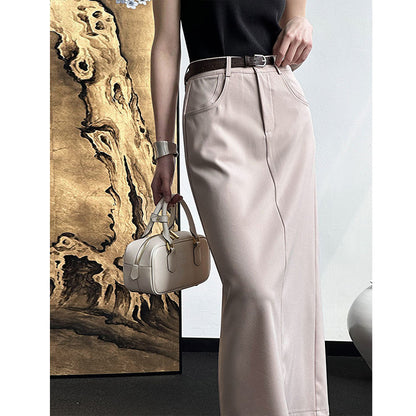 2025 popular autumn denim skirt new Korean loose high waist thin solid color A-shaped skirt 63039
