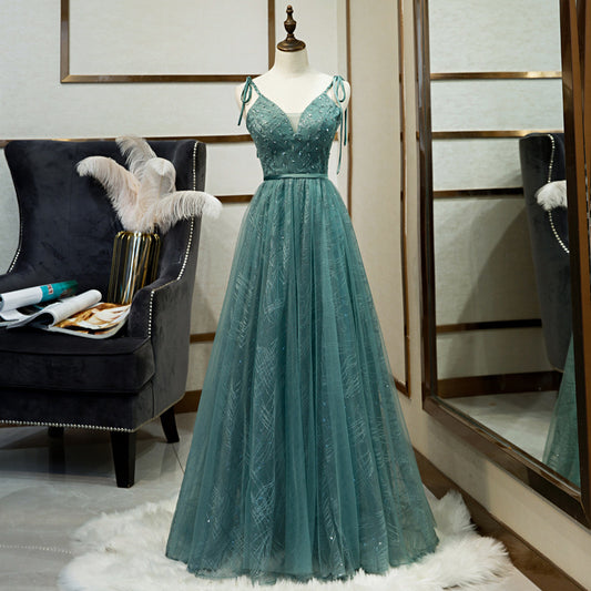 2025Bar Mitzvah Ball Suspender Evening Dress  New Simple Sexy Birthday Annual Meeting Host Banquet Dress Female