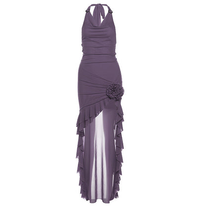 qgtao ballroom dress to impress Style 2024 Spring and Summer New Women's Clothing Solid Color Sexy Halter Slim Waist Dress