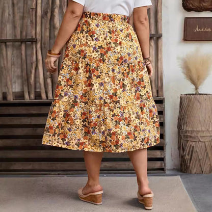 qgtao outfit inspo fall 2024 Spring and Summer Women's Clothing New Fashion Printed Floral High Waist plus Size Dress Women