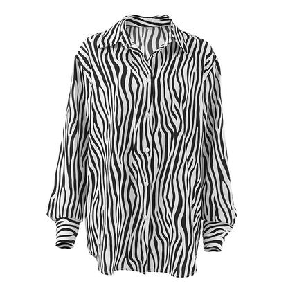 2025 Spring and summer lazy wind  printing fashion new New niche casual women's shirt loose casual top women