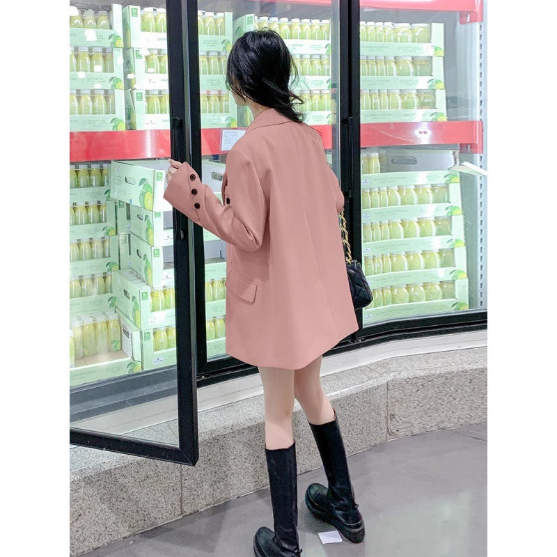 High-end black blazer women's spring and autumn 2025 new Korean version loose small suit top