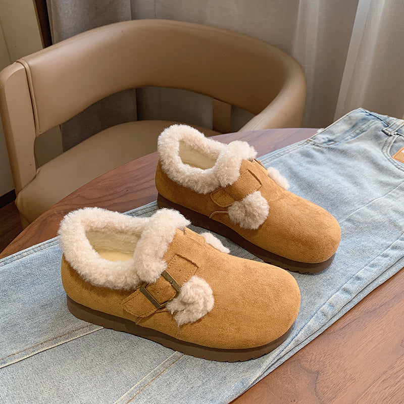 popular winter new Birkenstocks velvet ins Korean version of female students board shoes sports warm casual shoes BRU091