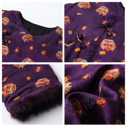 New Chinese style national style autumn and winter loose and comfortable round neck silk design cotton dress jacket women MY014