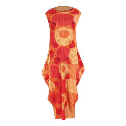 Miyake large-size women's clothing 2025 new summer dress Korean version lantern long skirt age-reducing Popular style and thin clothing