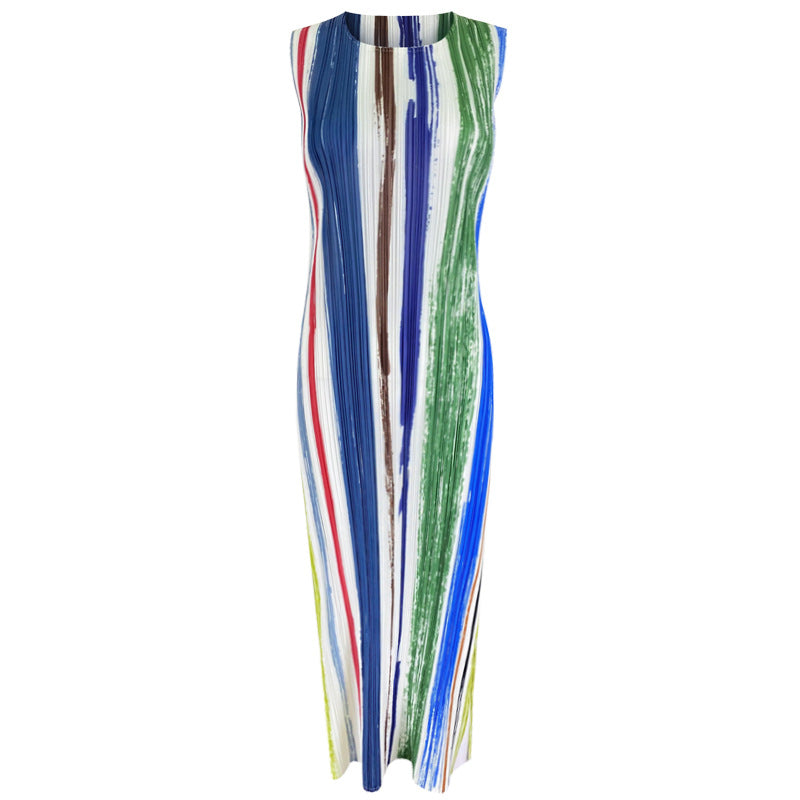 Miyake spring new models fashionable temperament slim dress thin waist slouching medium and long skirt children