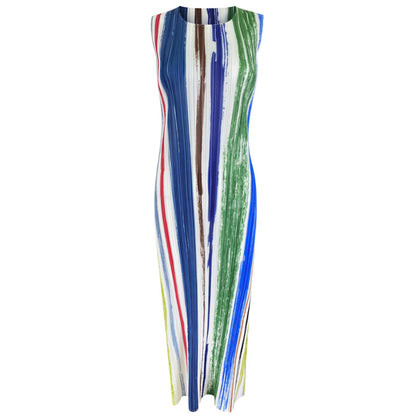 Miyake spring new models fashionable temperament slim dress thin waist slouching medium and long skirt children