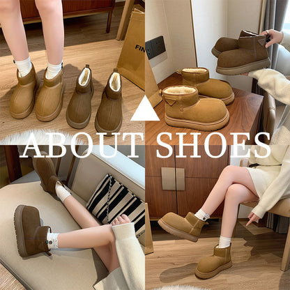 Fleece high-top snow boots for women's popular winter new student ins Korean version of heightening warm casual cotton shoes RD001