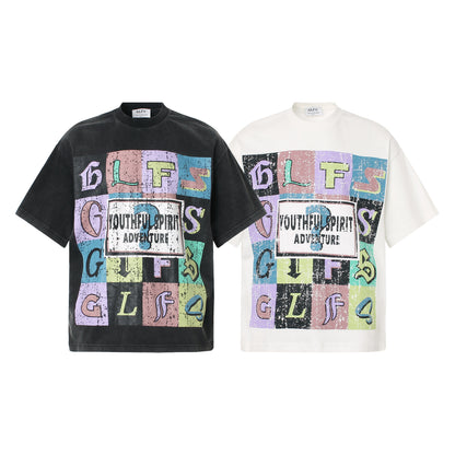 2025 T984 2025n Street 2025 Summer Neutral Color Fun Map High Sense Design Men's Loose Short Sleeve T-Shirt