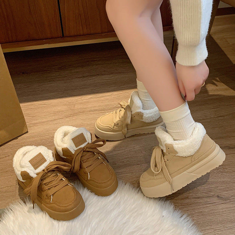 popular winter velvet little white shoes new Korean version ins female students thick-soled heightening sports board shoes casual G6661