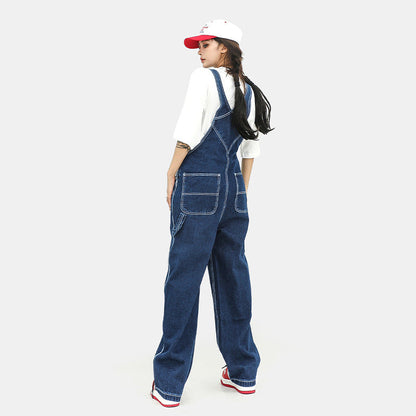 qgtao 90s streetwear Oeeta Jeans Autumn American Style Overalls Men's Denim Overalls Women's Loose Denim Jumpsuit