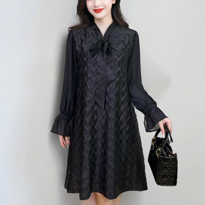 Shenzhen Nanyou high-end dress women's autumn high-end pleats loose and thin temperament commuter skirt long sleeves