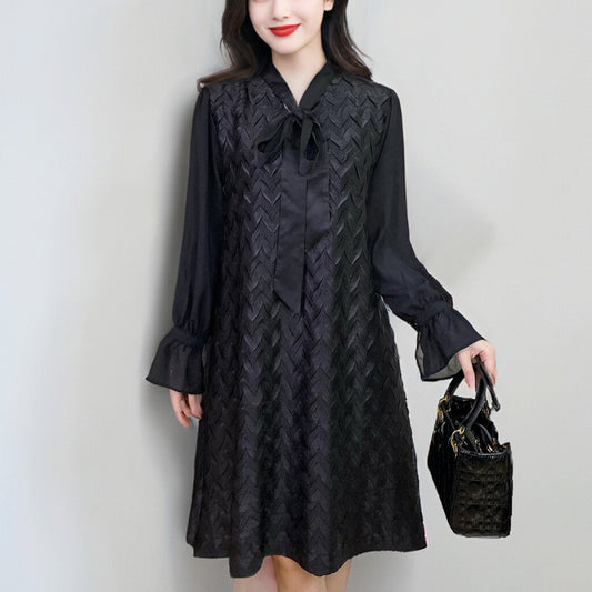 Shenzhen Nanyou high-end dress women's autumn high-end pleats loose and thin temperament commuter skirt long sleeves