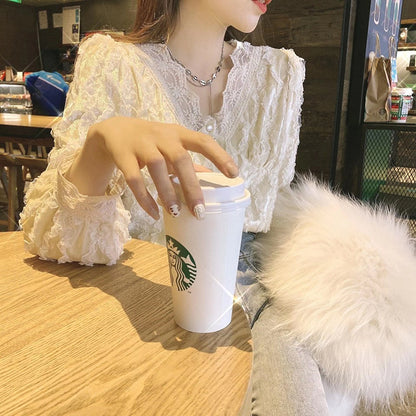 popular spring new V-neck lace golden velvet with Popular style top temperament thin shirt women's spot