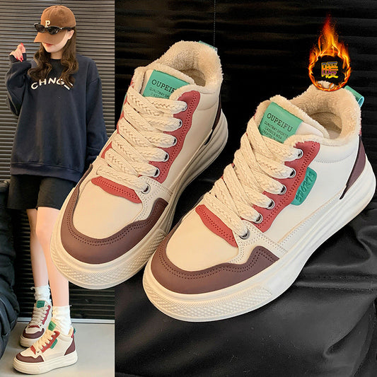 popular winter velvet little white shoes new Korean version ins female students thick baseplate shoes casual and warm XF1251-1