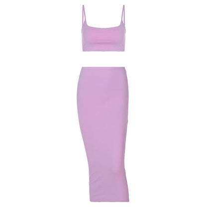 qgtao dress to impress outfits Women's 2024 Autumn Solid Color Camisole Top Sexy Fashion Casual Skirt Suit Two-Piece Set