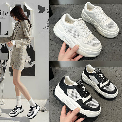 2025 Thick-soled air cushion mesh panda shoes Popularan station popular spring and summer trendy fashion casual leather color matching sports shoes