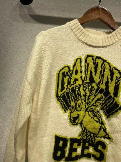2025 Knitted long-sleeved sweater autumn and winter egret bee pattern crew neck pullover women's knitted long-sleeved bottoming shirt