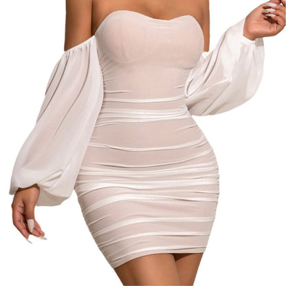 qgtao barn jacket outfits Sexy off-Neck Dress Long Sleeve Pullover Hip Skirt for Women Spring and Autumn New High-Grade