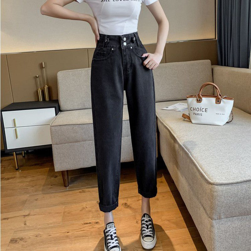 qgtao dti outfits Straight Denim Wide-Leg Pants Beaded High Waist Slimming Trousers Women's Niche Design Spring Mop Pants Fashion