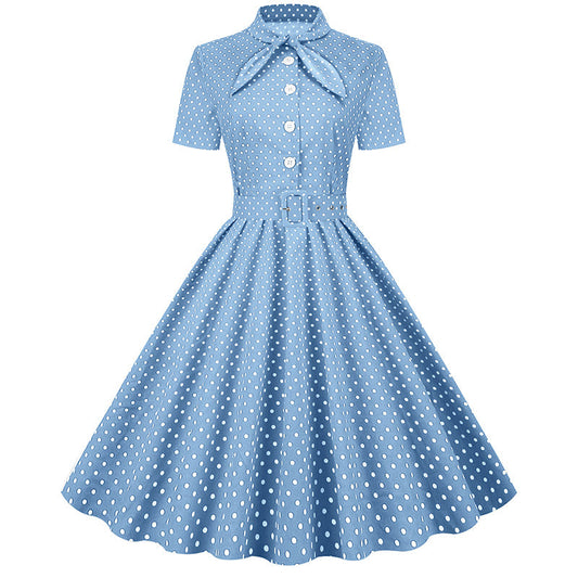 qgtao harajuku dress to impress Short Sleeve Button Polka Dot Retro Dress