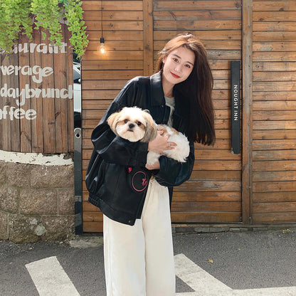 qgtao 2000s fashion Black PU Leather Coat for Women Spring and Autumn 2024 New Korean Hong Kong Style Chic Retro Fried Street High-Grade