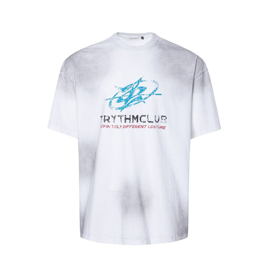 2025 27140 2025n Street 2025 Summer Neutral Spray High Sense Small Neck Design Men's Loose Short Sleeve T-Shirt