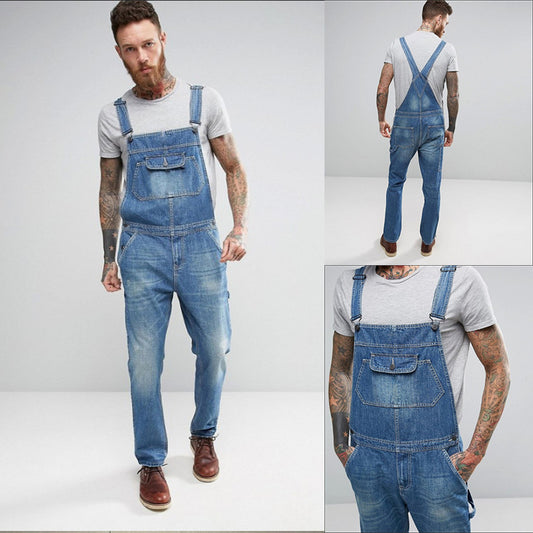 2025 2025 new denim overalls slim-fitting and thin men's trousers New exclusive for popular men's overalls in Popular