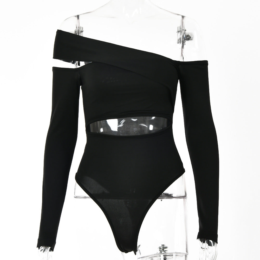 2025  ins niche design style onesie fashionable sexy babes hollow long-sleeved onesie autumn women's clothing