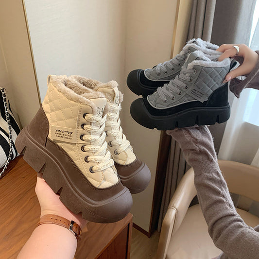 popular winter velvet little white shoes new Korean version ins female students thick-soled heightening sports board shoes casual HY618